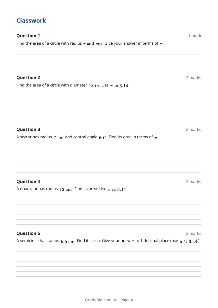 Worksheet example 4